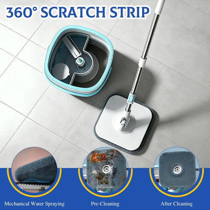 360° Spin Mop and Bucket Set with Self-separating Dirty & Clean Water System