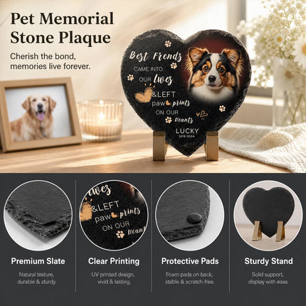 Personalized Engraved Memorial Slate Plaque Stone Heart Grave Marker Pet Dog Cat