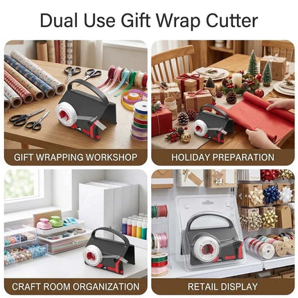Wrapping Paper Cutter Tool With 2 Tape And 1 Replace Blade For Christmas Gifts