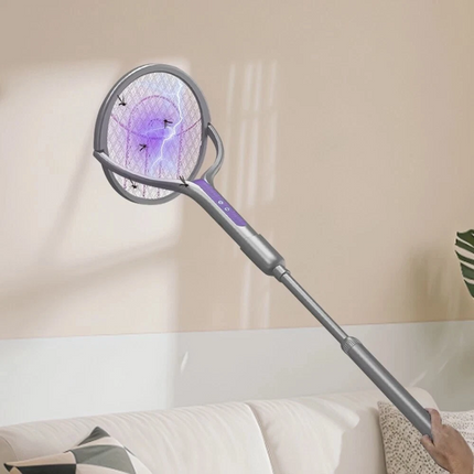 3in1 Electric Mosquito Swatter Fly Insect Killer Bug Zapper Rotating Racket Trap