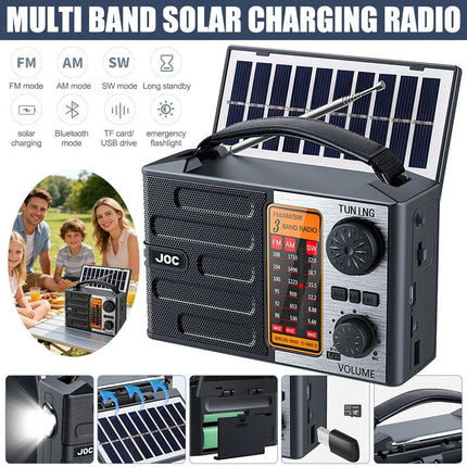 1200mAh Wind Up Solar Radio Emergency FM/AM USB Charger Led Torch
