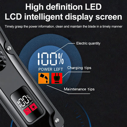Professional Barber Electric Hair clipper LED display screen charging Trimmer