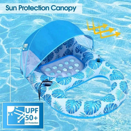 Pool Lounge Float with Canopy UPF50+,Extra Large Floats Large for Adults Heavy (Blue)