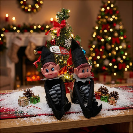 Christmas Elf Bend & Pose Black Plush Toy Bendable Naughty Elves Xmas Decor