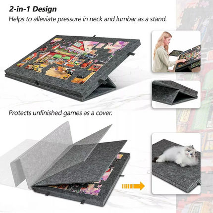 1000 PCS Felt Tilting Puzzle Board With 2-in-1 Designed Stand 6 Drawers Storage