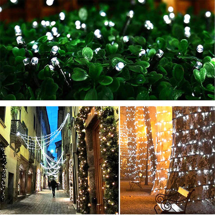Solar Christmas String Lights Outdoor Waterproof LED Garden White 8 Modes