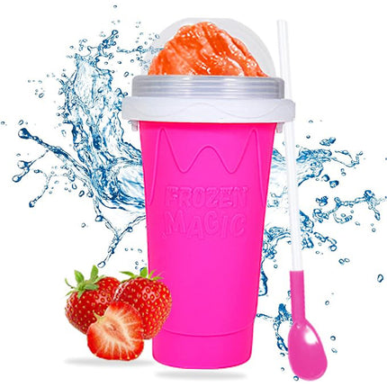 Pink Slushie Maker Cup Quick Freeze Magic Squeeze Cup Milkshake Cup Ice Cream Maker