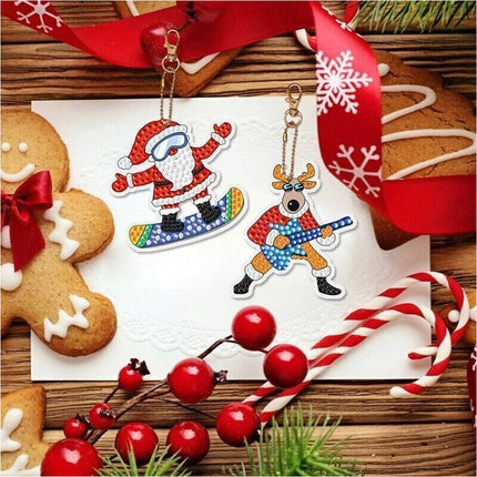 Christmas Diamond Painting Keychain 5D DIY Hanging Art Ornaments Gifts