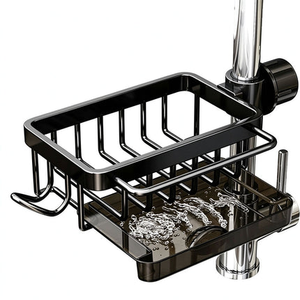 Kitchen Sink Faucet Organizer Space Aluminum Rustproof Dish Sponge Holder