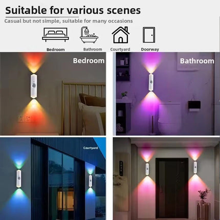 4Pcs USB Rechargeable Motion Sensor LED Night Light Wall Indoor Wireless Lamp Up-Down
