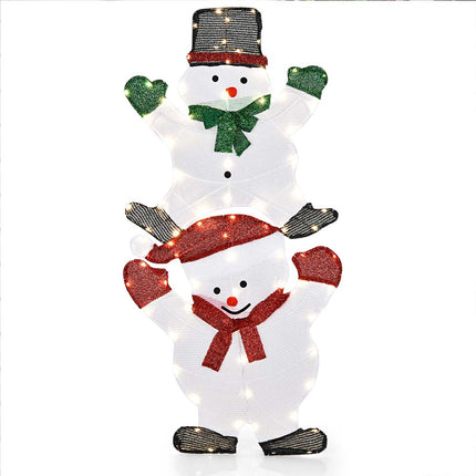 1.4M Christmas Lighted Double Snowman Decor Xmas Home Outdoor Yard Garden Sign