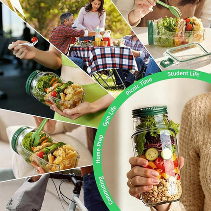 2Pcs Upgrade Salad Container Leakproof Salad Jar Meal Prep Salad Pod Side Opening