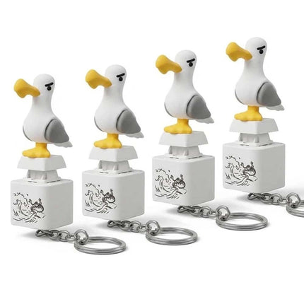 4Pcs Seagull Keychain,Button with Sound Rechargeable Keyboard Clicker Fidget