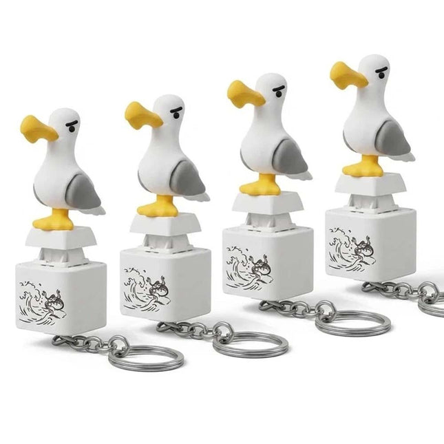 4Pcs Seagull Keychain,Button with Sound Rechargeable Keyboard Clicker Fidget