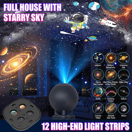 Starry Sky Projector Galaxy Night Light 12 Image Discs Decorative Lamp for Home Party