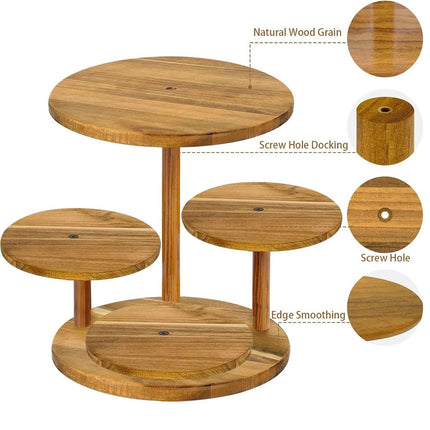 4-Tier Round Wood Cupcake Tower Stand for Birthday, Graduation, Coffee & Tea Party