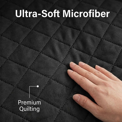 Sofa Cover Quilted Couch Covers Lounge Pet Protector Slipcovers Black 55*196cm