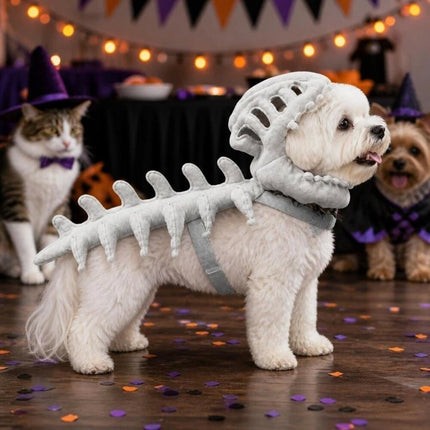 45CM Dinosaur Skeleton Costume for Halloween Pet Dress Up