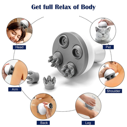4 Heads Scalp Massager Electric Head Massage Muscle Relaxation Portable Massager