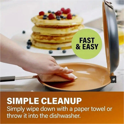 Double Sided Frying Pan Nonstick Folding Skillet Cake Pan for Kitchen Cooking