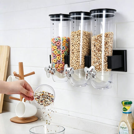 Wall-Mounted Cereal Dispenser Grain Grocery Storage Jar Dry Food Container Box