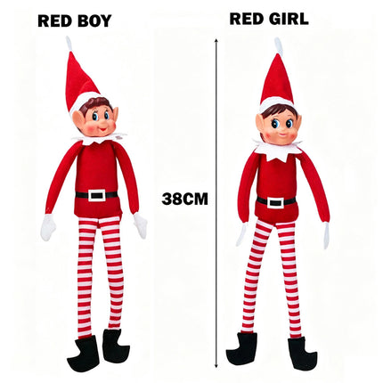 Naughty Elves Christmas Elf Red Doll Plush Toy Xmas Tree Decor Red