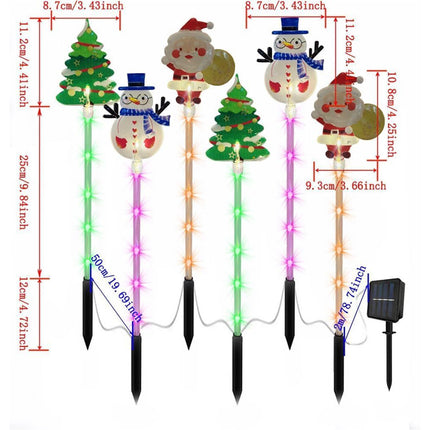 6PCS Solar Star Snowflake Lawn Stake Lights for Christmas Outdoor Yard Decor