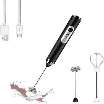 Handheld Electric Coffee Milk Frother Whisk Egg Beater Rechargeable 3 Speeds