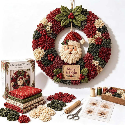 Handmade 3D Fabric Poke Wreath DIY Kit Christmas Wreath Making Set Craft Gift