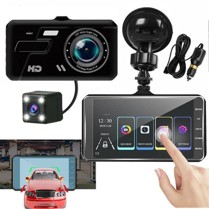 Dash Cam 4 Inch LCD Car DVR Driving Recorder Dual Lens Camera 1080P Vehicle Video