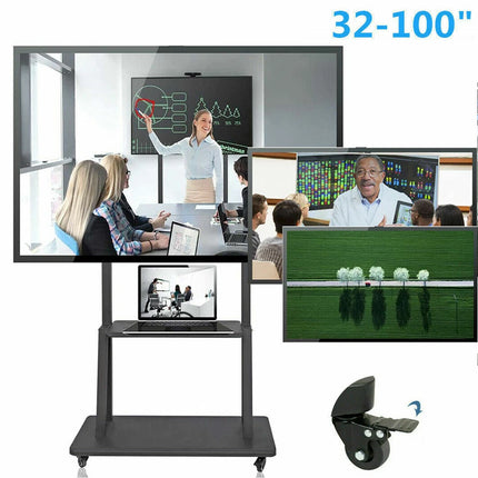 Mobile Rolling TV Floor Stand Mount, Universal Flat Panel Bracket for 32-100 Inch TVs