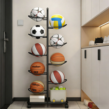 Ball  Rack Basketball Holder Garage Sports Organizer 9-Ball Display Stand