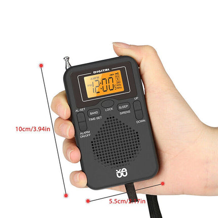 Portable Pocket Digital LCD AM FM Radio Battery Powered Receiver Speaker