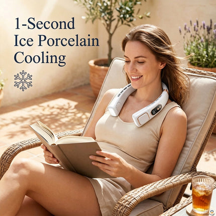 Upgraded 8000mAh Neck Fan Portable Cooler USB Rechargeable Cooling Lazy Neckband  White
