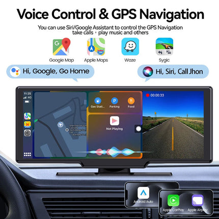 10.26" 4K Car Camera Wireless Apple CarPlay Android Auto FM Touch Screen Radio
