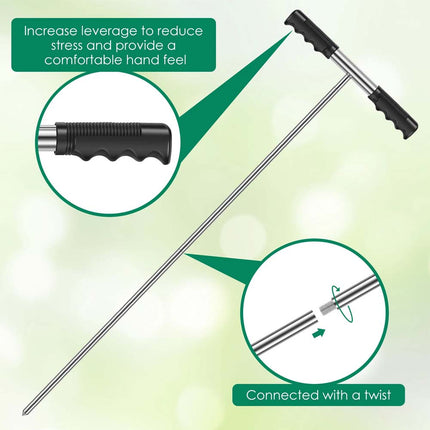 Stainless Steel Soil Probe Rod Height Adjustable Ground Probe Rod with T qrXdC·
