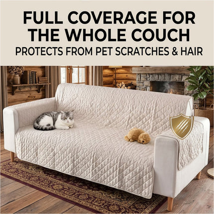 Sofa Cover Quilted Couch Covers Lounge Pet Protector Slipcovers Beige