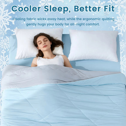 Cooling Comforter Soft Breathable Blanket, Cool Touch Fabric Quilt for Hot Sleepers
