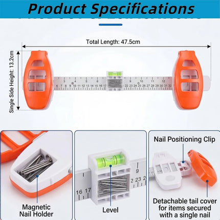 Level Ruler Picture Hanging Tool With Level Wall Mount Guide For Frames Artwork