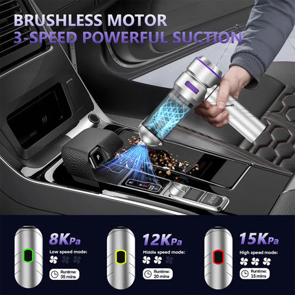 Hand Held Car Vacuum Cordless 15000PA Rechargeable High Power Cordless 80,000RPM