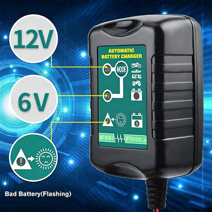 Automatic Battery Charger Maintainer Trickle for Car & Motorcycle 6V 12V 1.5A