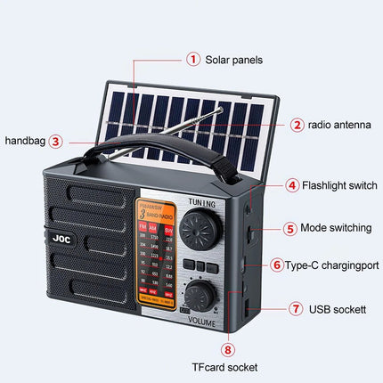 1200mAh Wind Up Solar Radio Emergency FM/AM USB Charger Led Torch