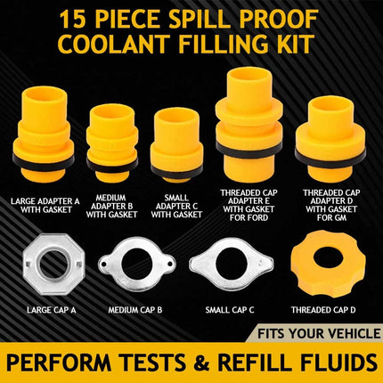 15X Car Radiator Coolant Funnel Vehicles Auto Antifreeze Bleeder Refill Tool Kit
