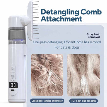 2-in-1 Electric Pet Grooming Brush & Flea Comb, Rechargeable Detangling Brush