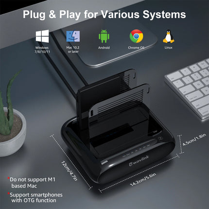 Dual Bay Hard Drive Docking Station USB 3.0 to SATA for 2.5 3.5'' HDD SSD UASP