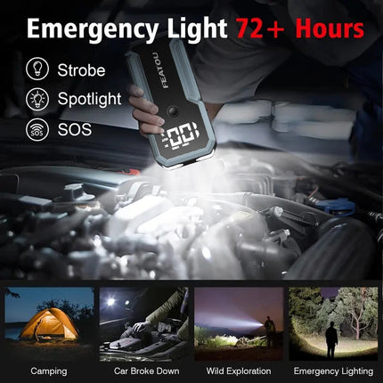 12V Portable Vehicle Power Starter 7000A Peak Output Car Starting Device for Cars Motorcycles