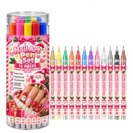 Christmas Nail Art Pens Set 24 Colors Dual-Ended Nail Art Pens Set 12PCS Pen