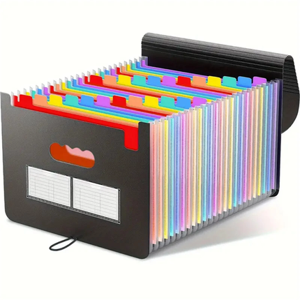 File Folder Organiser A4 25-PocketLarge Capacity Colour Document Storage Office