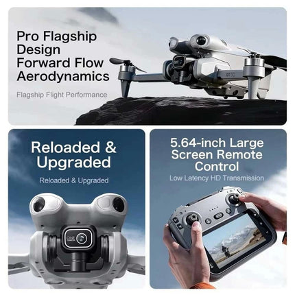 【3 Batteries】GT50 Drone 4.3'' Screen Remote RC 8K HD Dual Cameras WiFi Flight