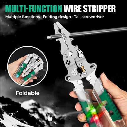 8-In-1 Wire Stripper with Voltage Tester Versatile Wire Stripping Pliers Tools